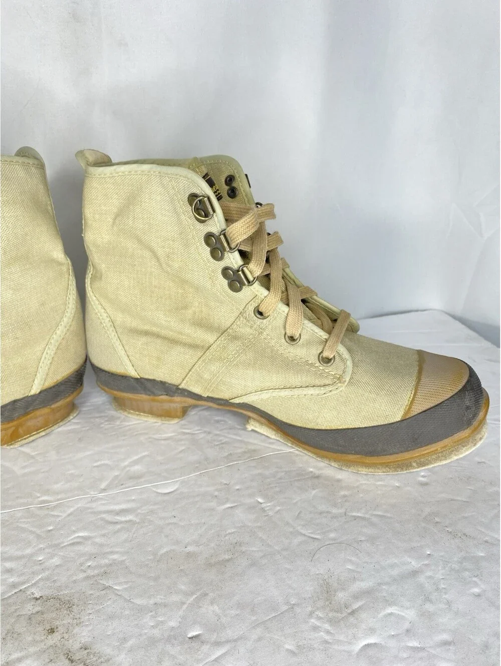 Hodgman Lakestream Wading Outdoor Boots Lace Up Leather Canvas Tan 9 19205